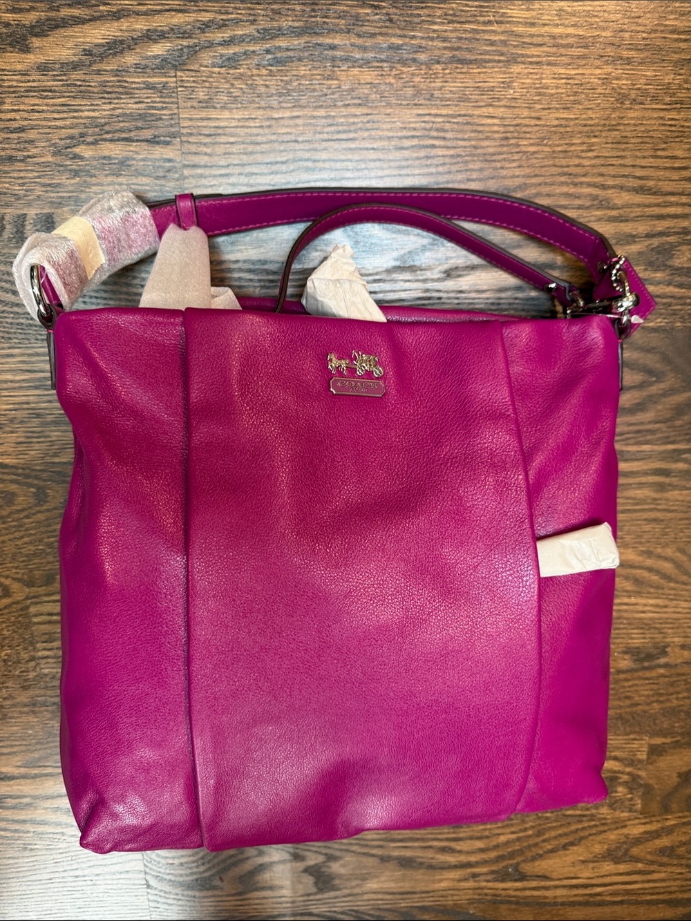 Coach Pebble Leather Shoulder Bag in Fuchsia